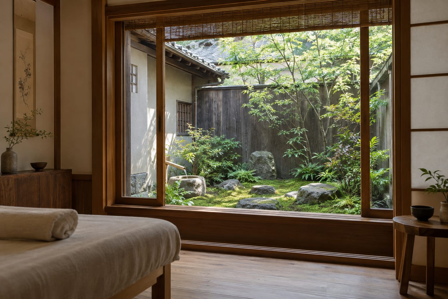 木々の緑を感じる、静かな施術室でお待ちしています。